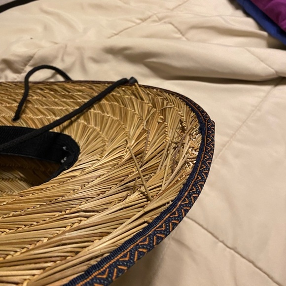 Quiksilver Wide Brim Straw Hat Men's Sun Hat Beach Pool Garden S/m Chin Strap - Picture 6 of 8